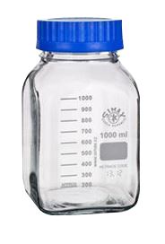 Simax® Vierkant-Laborflasche, 1.000 mL, GL 80, Klarglas, 10 Stück