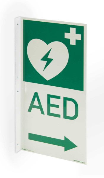 AED Hinweisschild, Aluminium, 200 x 400 mm