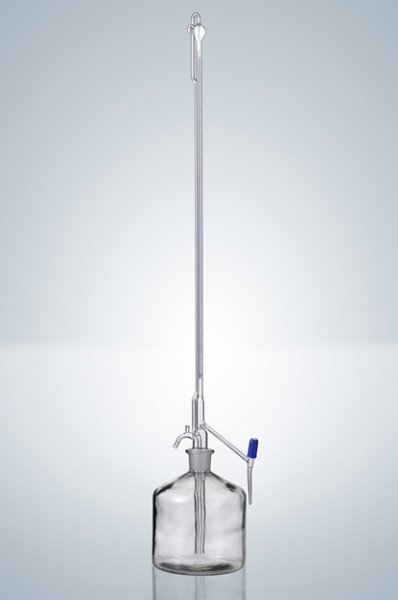 Titration apparatus, class B, 50:0.1 mL, blue graduated, lateral PTFE valve stopcock