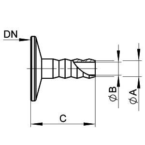 Übergangsflansch Typ DN 10/12 KF, A 12 mm, B 7 mm, C 40 mm, Edelstahl