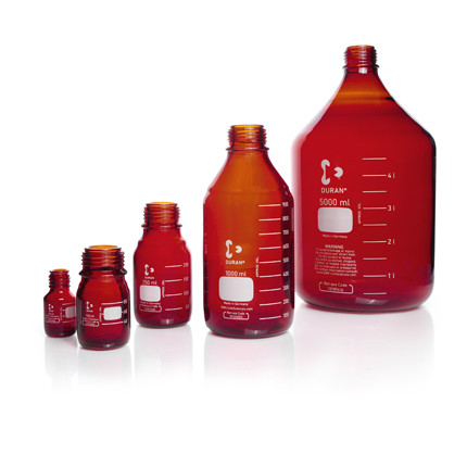 DURAN® Laboratory bottle, amber, without cap and without pouring ring