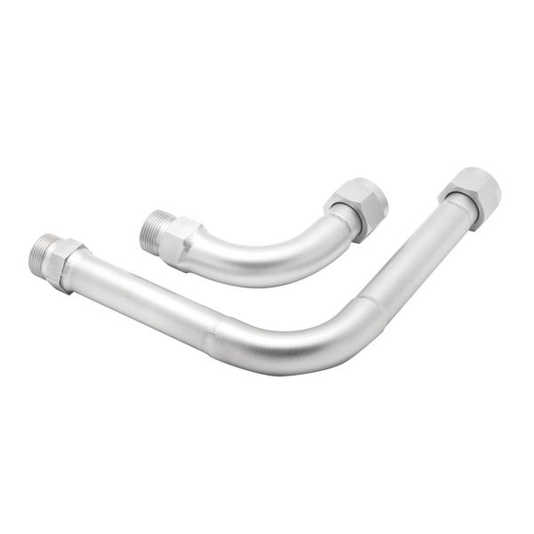 Elbow fittings 90°, M16x1 female/male, side length 2 x 54 mm / 2 x 120 mm, stainless steel, 2 pieces
