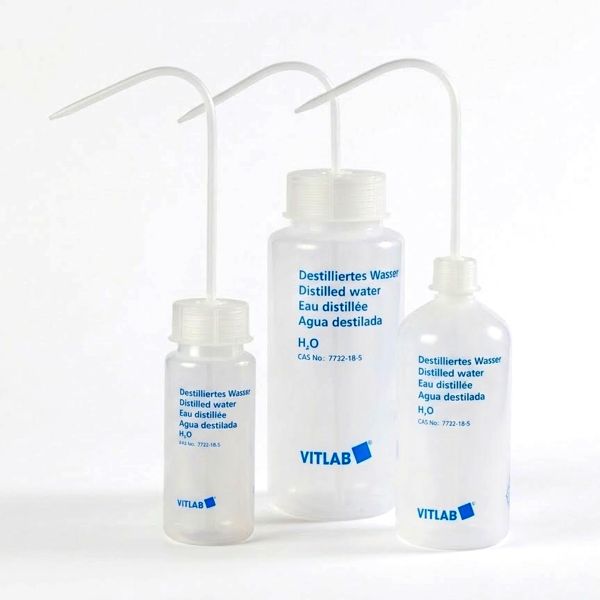 Spritzflasche, PE-LD, enghals, Aufdruck "Dest. Wasser"