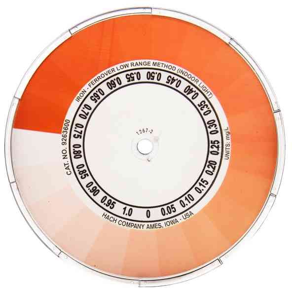 Iron FerroVer Color Disc, Low Range, Indoor Light, 0 - 1 mg/L,