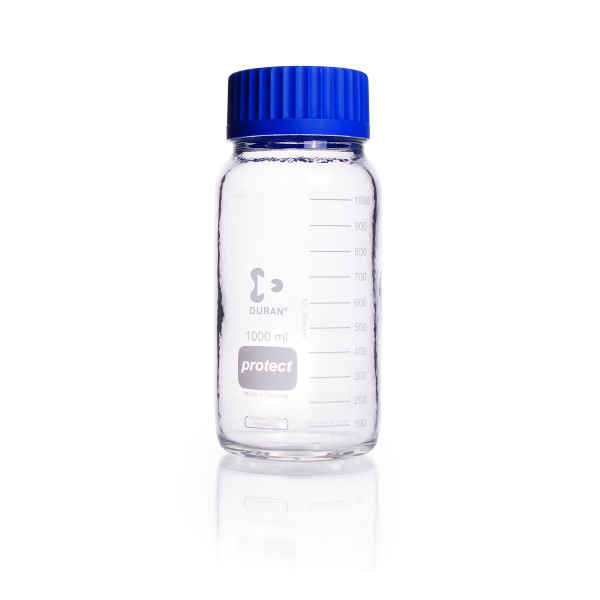 DURAN® protect Weithalsflaschen GLS 80, kunststoffummantelt, komplett