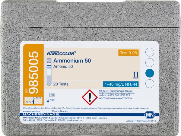 Rundküvettentest NANOCOLOR® Ammonium 50 1-50mg/L, 20 Tests
