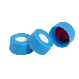 Cap, screw, blue, bonded preslit PTFE/silicone septa, cap size: 12 mm , 100 pieces