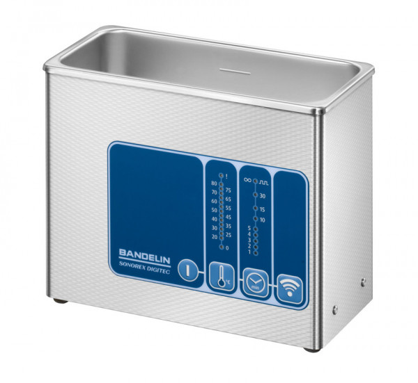 SONOREX DIGITEC digital ultrasonic cleaning compact units, DT 31, 190 x 85 x 60 mm, 0.9 l, ultrasonic max. output 240 W, HF output 30 Weff