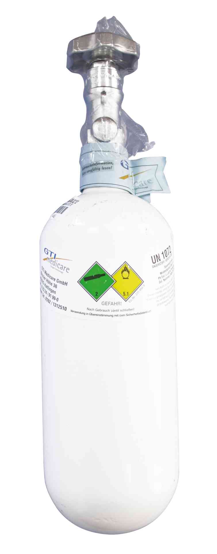 Sauerstoffflasche 0,8 Liter - Stahl