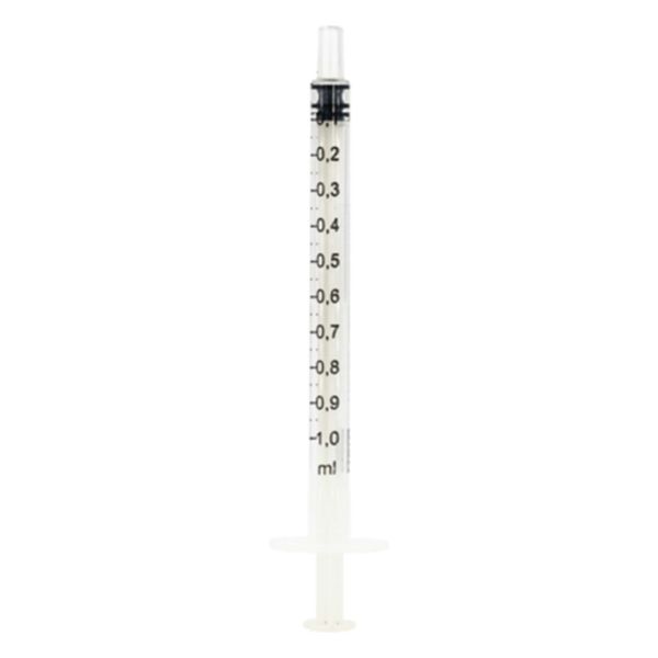 Plastic Syringe content: 1 mL, with graduation