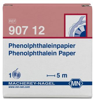 Qualitative pH test paper Phenolphthalein paper, pH: 8.3–10.0, 5 m roll