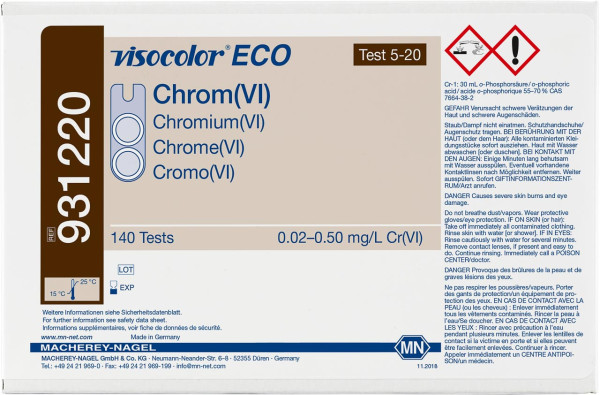 Colorimetric test kit VISOCOLOR ECO Chromium (VI), refill pack