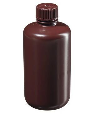 Amber narrow mouth bottle, HDPE