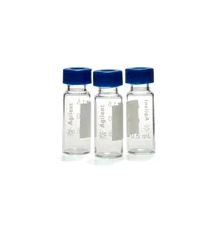 Vial pack, screw top, pre-assembled, clear vials with write-on spot, blue caps, certified, PTFE/silicone septa, 2 mL, 100 pieces