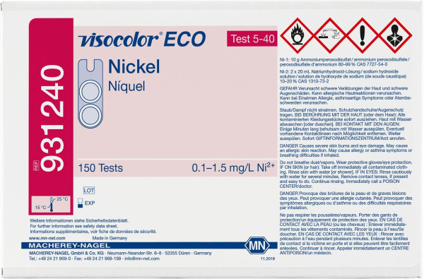 Kolorimetrischer Test VISOCOLOR ECO Nickel, Nachfüllpackung