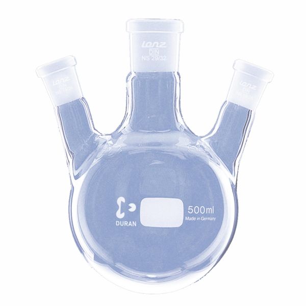 Dreihalskolben aus DURAN®, Seitenhälse schräg 20°