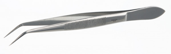 Forceps 18/10 steel, sharp-bent, L=105mm