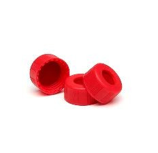 Cap, screw, red, PTFE/silicone/PTFE septa, cap size: 12 mm, 100 pieces