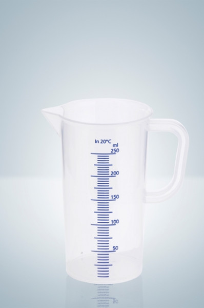 Graduated beaker, 100 mL, PP, blue graduated, with elevated scale