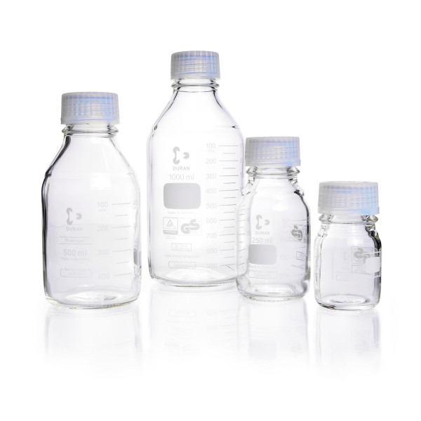 DURAN® Premiumflaschen, mit Kappe und Ausgiessring