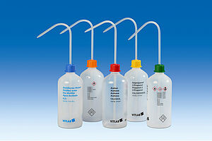 VITsafe™ safety wash bottles, 500 mL, GL 32, Acetone, PE-LD, red