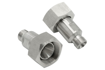 Adapter M30x1.5 female (with hollow nut) to M16x1 male, stainless steel, 2 pieces