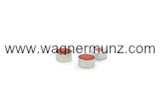 Crimp top cap, 11 mm, silver aluminum, PTFE/red rubber septa, 1000/pk