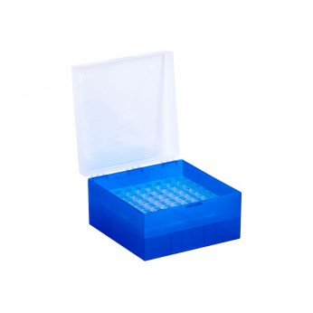 ratiolab® Kryobox mit Rastereinsatz, 9 x 9, 133 x 133 x 52 mm, blau, PP