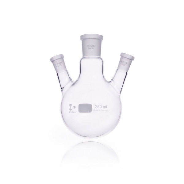 DURAN® Round bottom flask, three necks, Center NS 24/29, Side NS 14/23, 250 mL