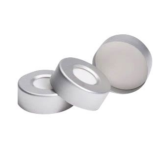 Cap, crimp, headspace, aluminum, PTFE/silicone septa, 20 mm, 100 pieces