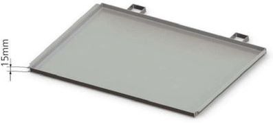 Stainless steel slide-in tray for cabinet size 1060, unperforated, 15 mm edge