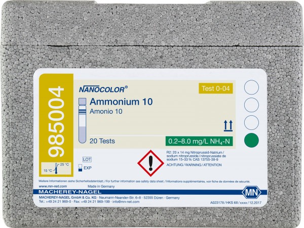 Rundküvettentest NANOCOLOR® Ammonium 10, 20 Tests