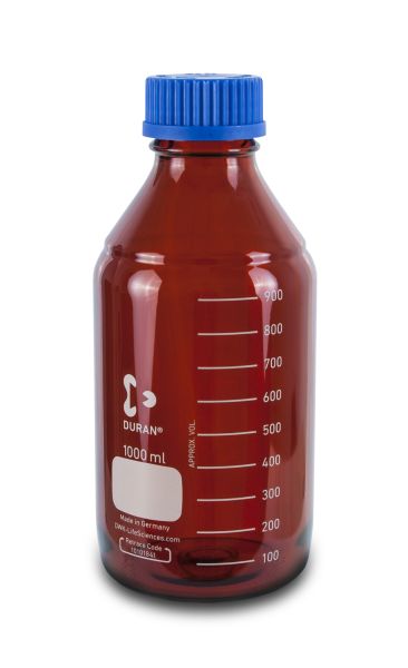 Laborflasche Duran Typ 3, GL45, 1 L, Braunglas