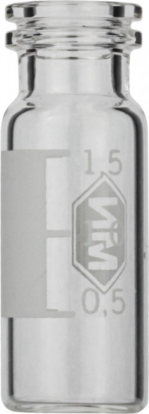 Schnappdeckelflaschen N 11, 1,5 mL, 11,6 x 32 mm, klar, flach, weit, Markierung, 100 Stück