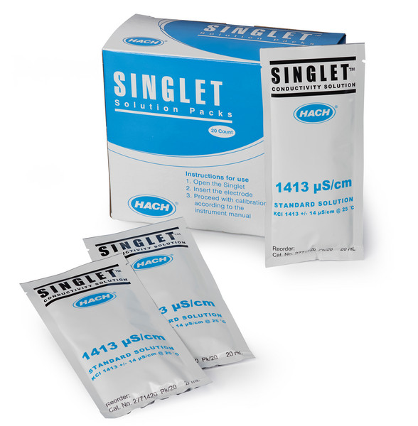 Singlet Single-use Conductivity Standard Solution, 1413 µS/cm, KCl