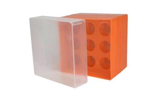 Storage box-PP 10 places-neon-orange 136 x 136 x 128 mm