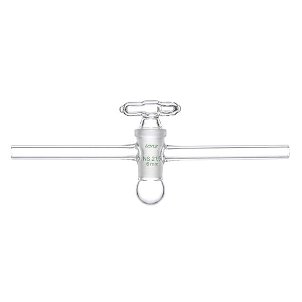 High vacuum stopcock/bag shaped, hollow glass plug NS 14,5/2,5 mm bore,