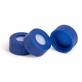 Schraubkappe, blau, vorgeschlitztes PTFE/Silikon, 100 Stück