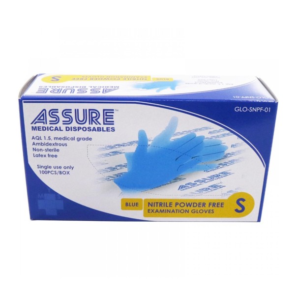 ASSURE Weiche Nitrilhandschuhe, Gr. M, puderfrei, blau, 100 Stück