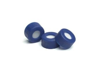 Cap, screw, blue, certified, preslit PTFE/silicone, 12 mm, 500 pieces