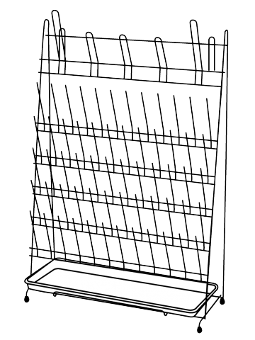 ecoLab Draining rack, 60 rods, 5 bends, made of wire, white
