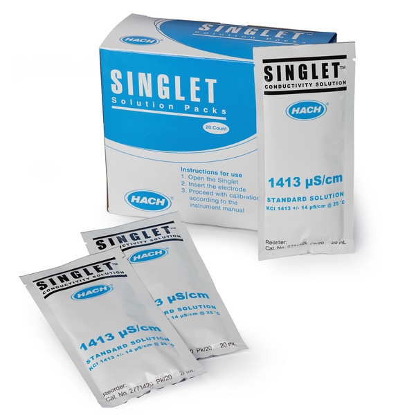 Singlet Single-use Conductivity Standard Solution, 147 µS/cm, KCl