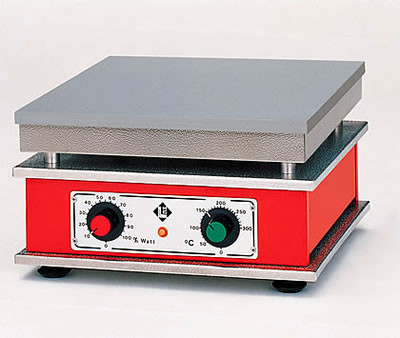 Hot plates with thermostatic control and power controller, up to 370°C