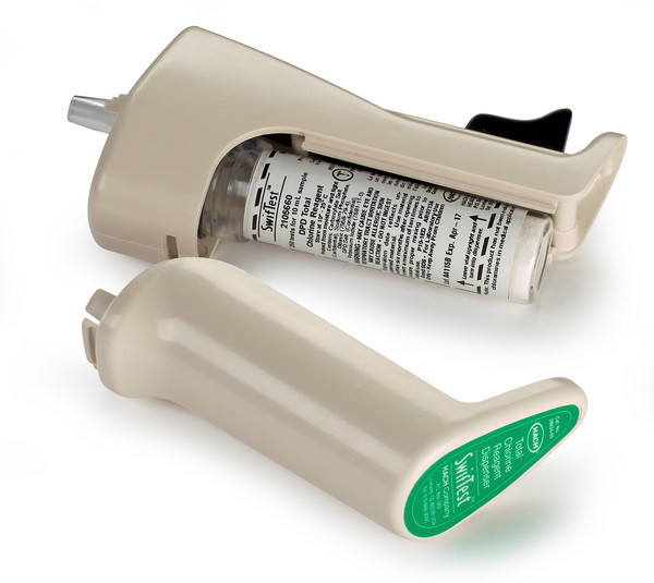 Swiftest DPD Total chlorine reagent dispenser and reagent vial