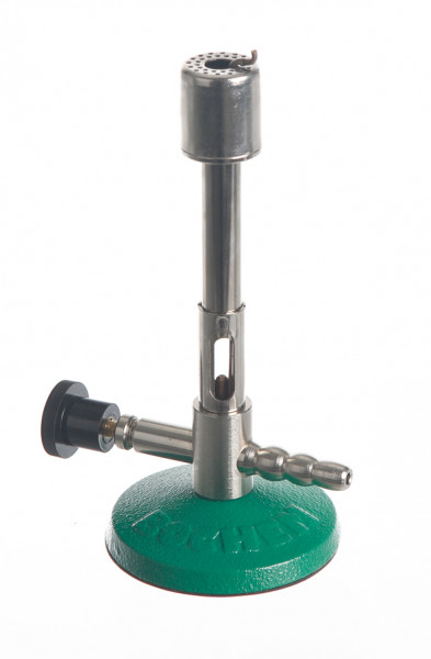 Bunsen burner with air regulation and needle valve