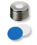 Screw cap, 18mm, silicone white / PTFE blue 60°Shore A, 1.5mm, 100 pieces