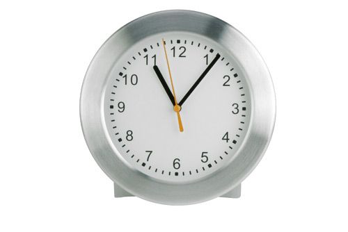 Wall clock with quartz clockwork, diameter 20 cm, brushed aluminium