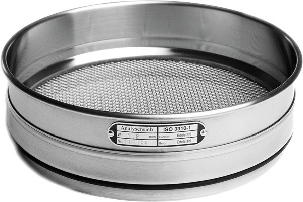 Stainless steel test sieves, 200 x 25 mm, with soft soldered seam