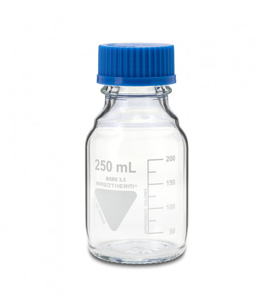 Rasotherm® Laborflaschen, mit Kappe und Ausgiessring, Borosilikatglas 3.3