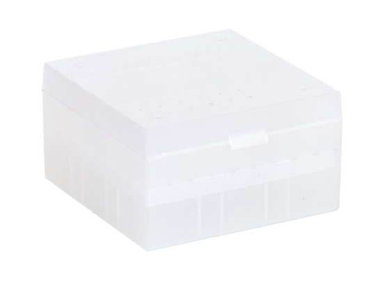 ratiolab® Cryo Boxes, PP, natural, grid 9 x 9, 133x133x52 mm, Pack of 5 pcs.